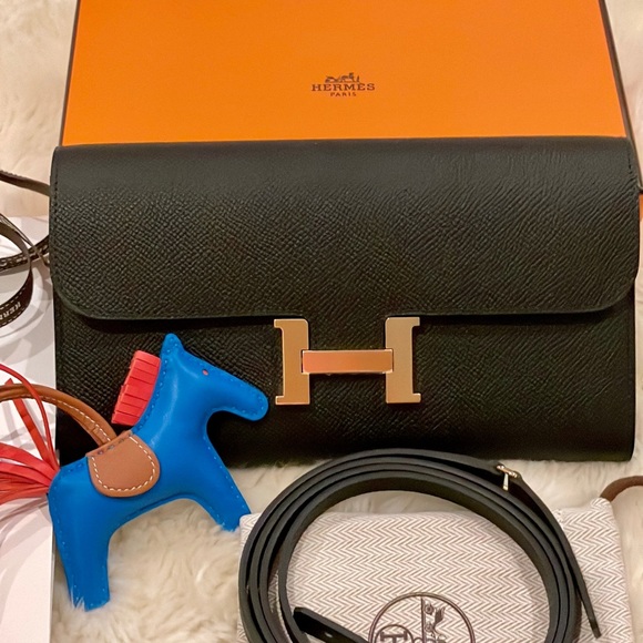 Hermes Constance Long To Go Wallet Black Epsom Gold Hardware WOC New! SOLD! - Picture 5 of 9